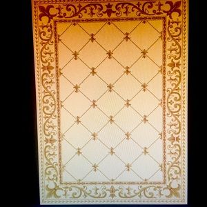 BOGO! TWO Traditional "Persian Waves" mustard n ivory 2' x 3' area rugs, mats